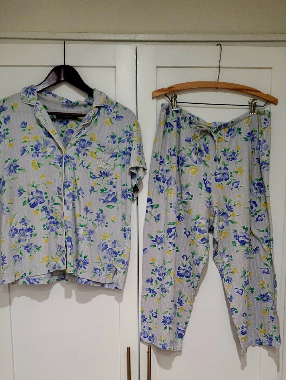 Lauren Ralph Lauren 2-Piece Cotton Blend Floral Pajama Set | Size Large